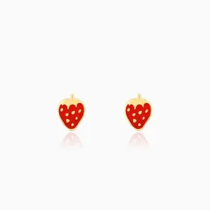 Golden Cute Strawberry Kids Earrings (4-12 yrs)
