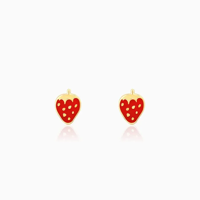 Golden Cute Strawberry Kids Earrings (4-12 yrs)