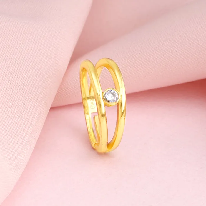 Golden Elliptical  Zirconia Ring