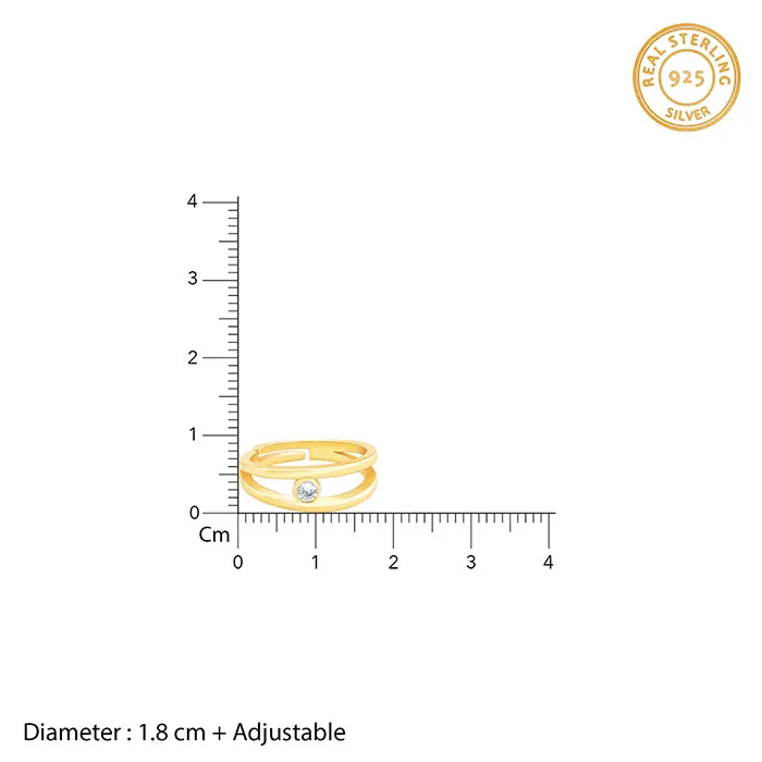 Golden Elliptical  Zirconia Ring