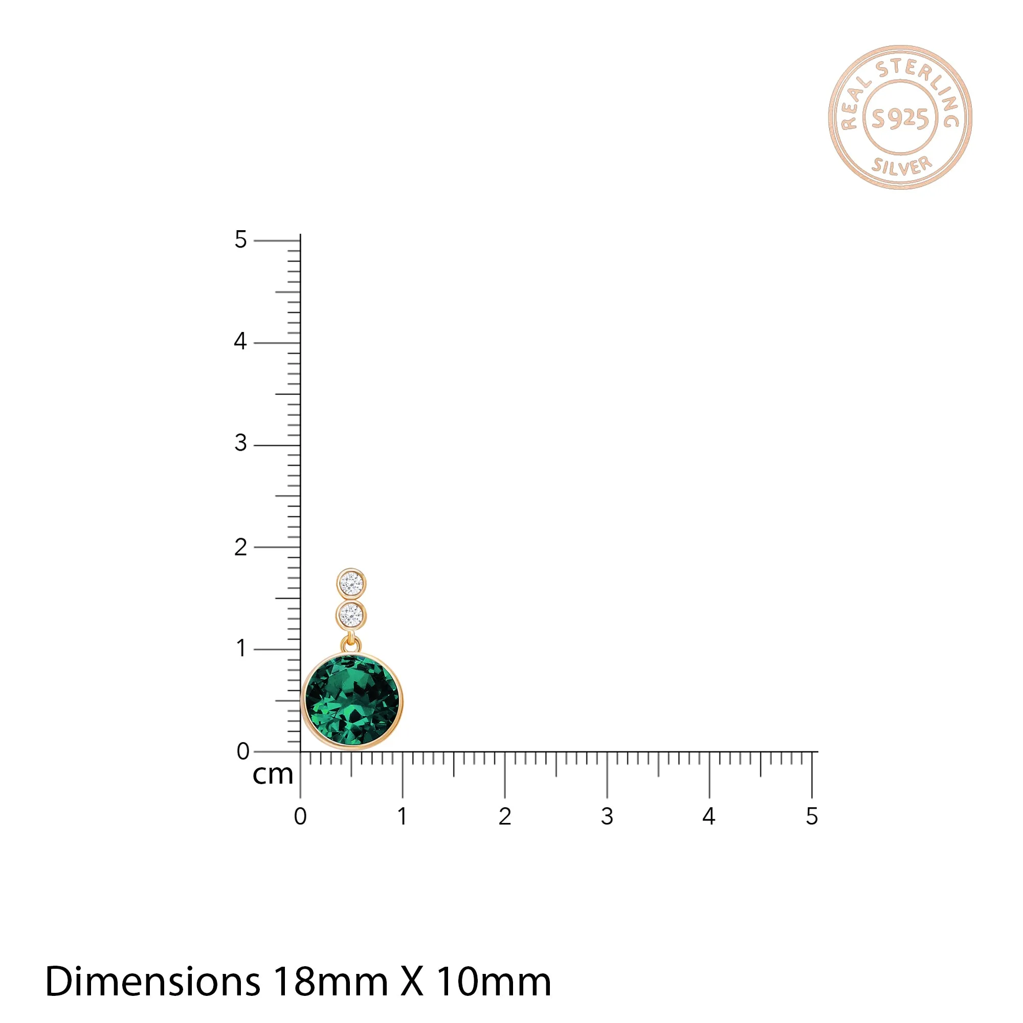 Golden Emerald Green Sphere Earrings