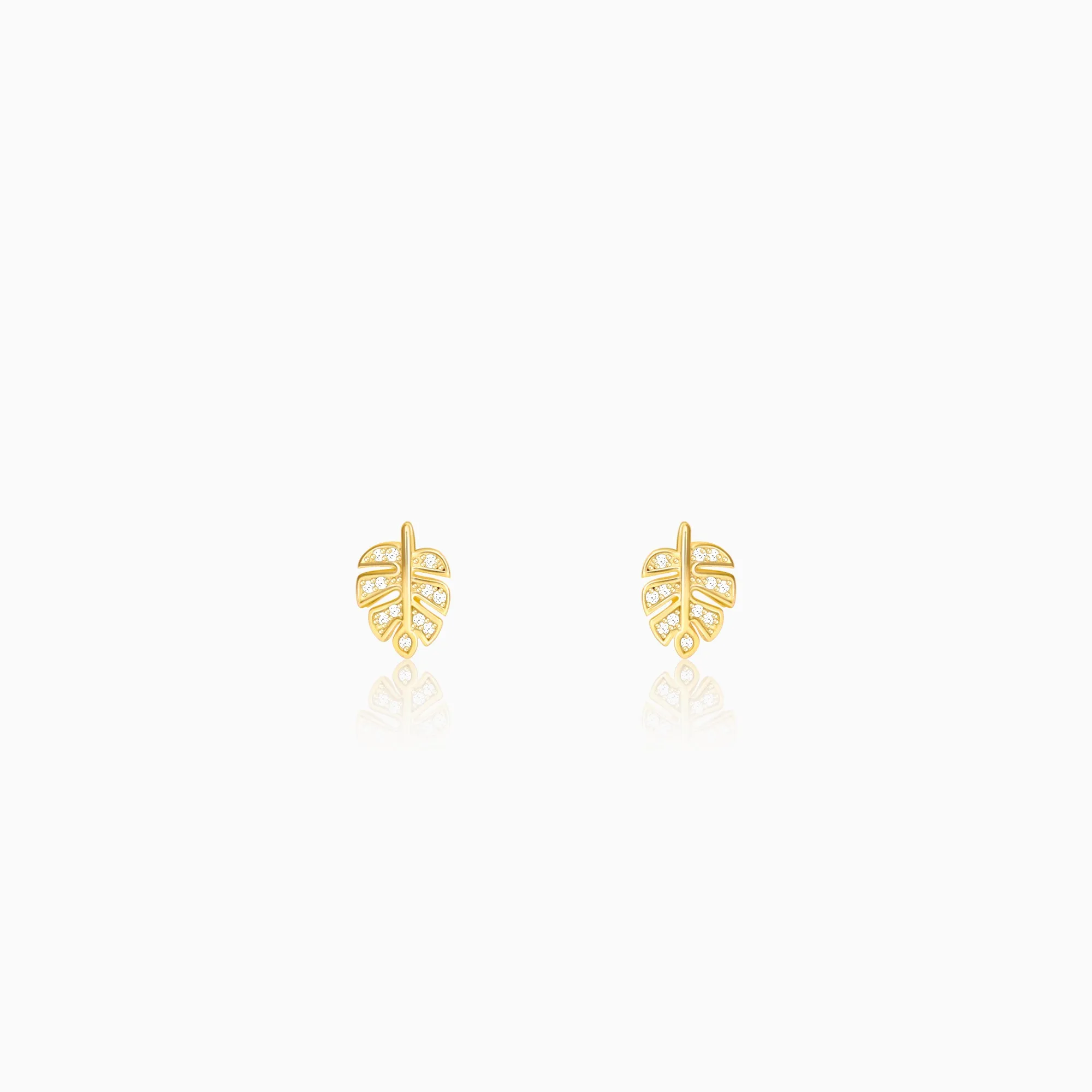 Golden Leaflet Stud Earrings