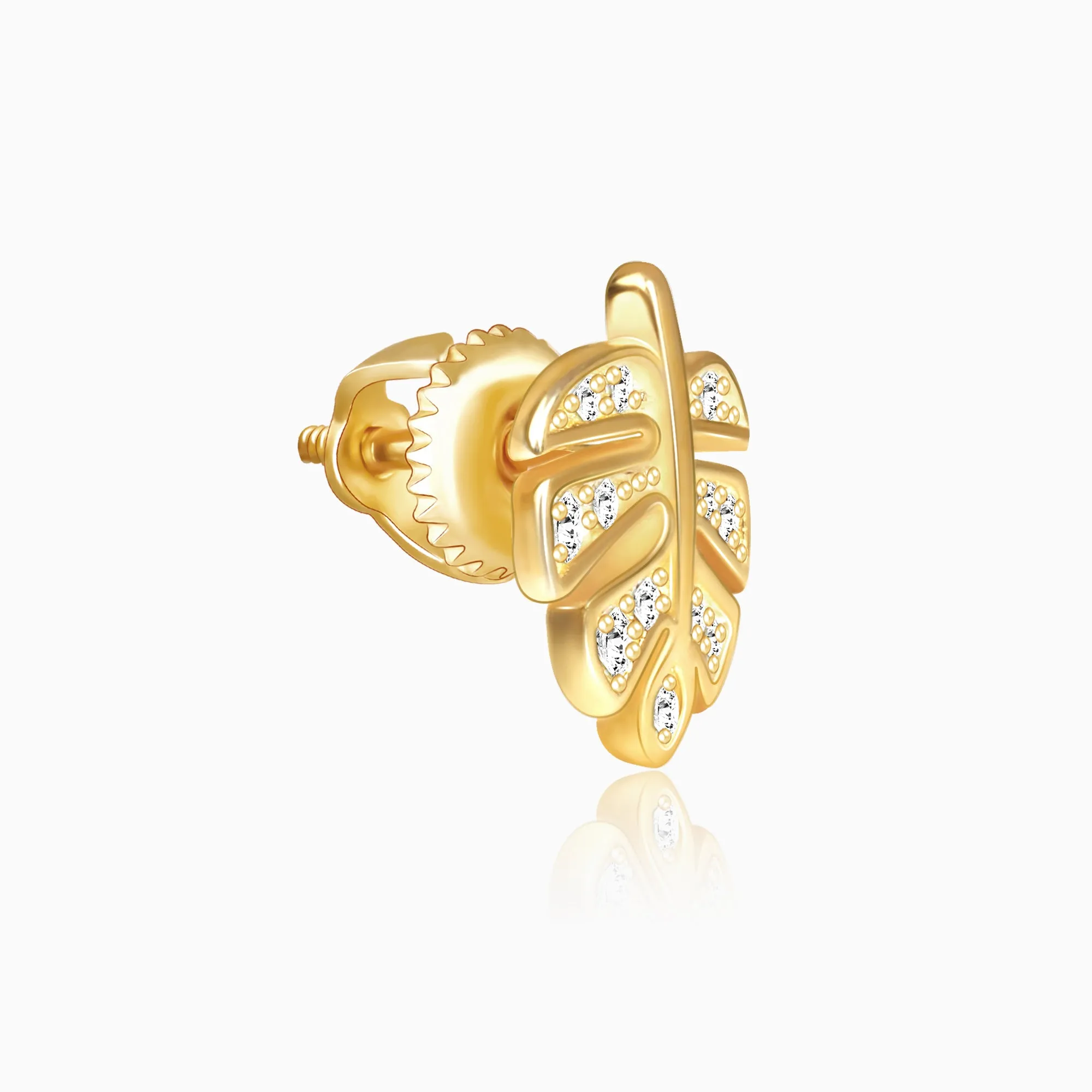 Golden Leaflet Stud Earrings