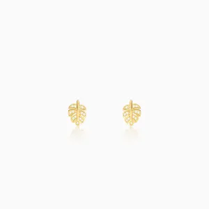 Golden Leaflet Stud Earrings