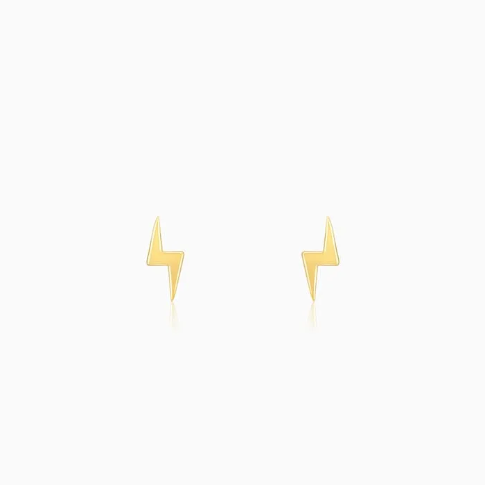 Golden Lightning Bolt Stud Earrings