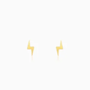 Golden Lightning Bolt Stud Earrings