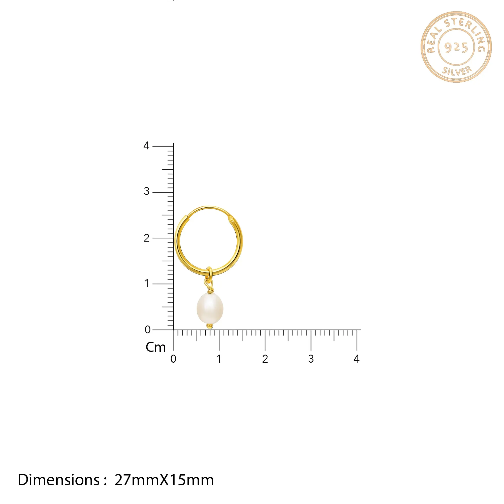 Golden Pearl Drop Hoops