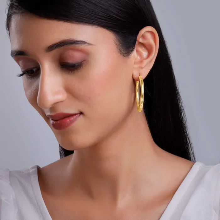 Golden Round Hoop Earrings