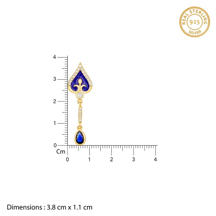 Golden Royal Blue Dangle Earrings