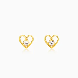 Golden Zircon Studded Heart Earrings