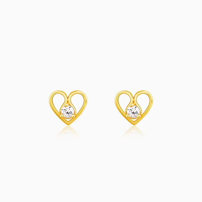 Golden Zircon Studded Heart Earrings