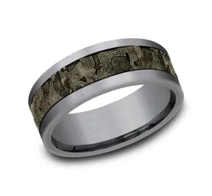 Gray Tantalum ??The Stud?? 8mm Wall Fracture Finish Wedding Band