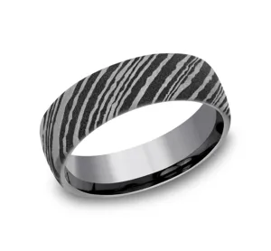 Gray Tantalum ??The Wood Grain?? 6.5mm European Comfort Fit Wedding Band