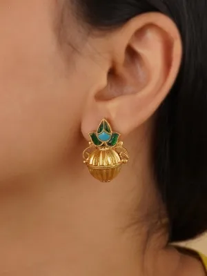 Green Color Gold Plated Earrings - TR-EAR67GR