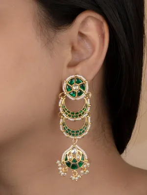 Green Color Gold Plated Mishr Earrings - MR-E178GR