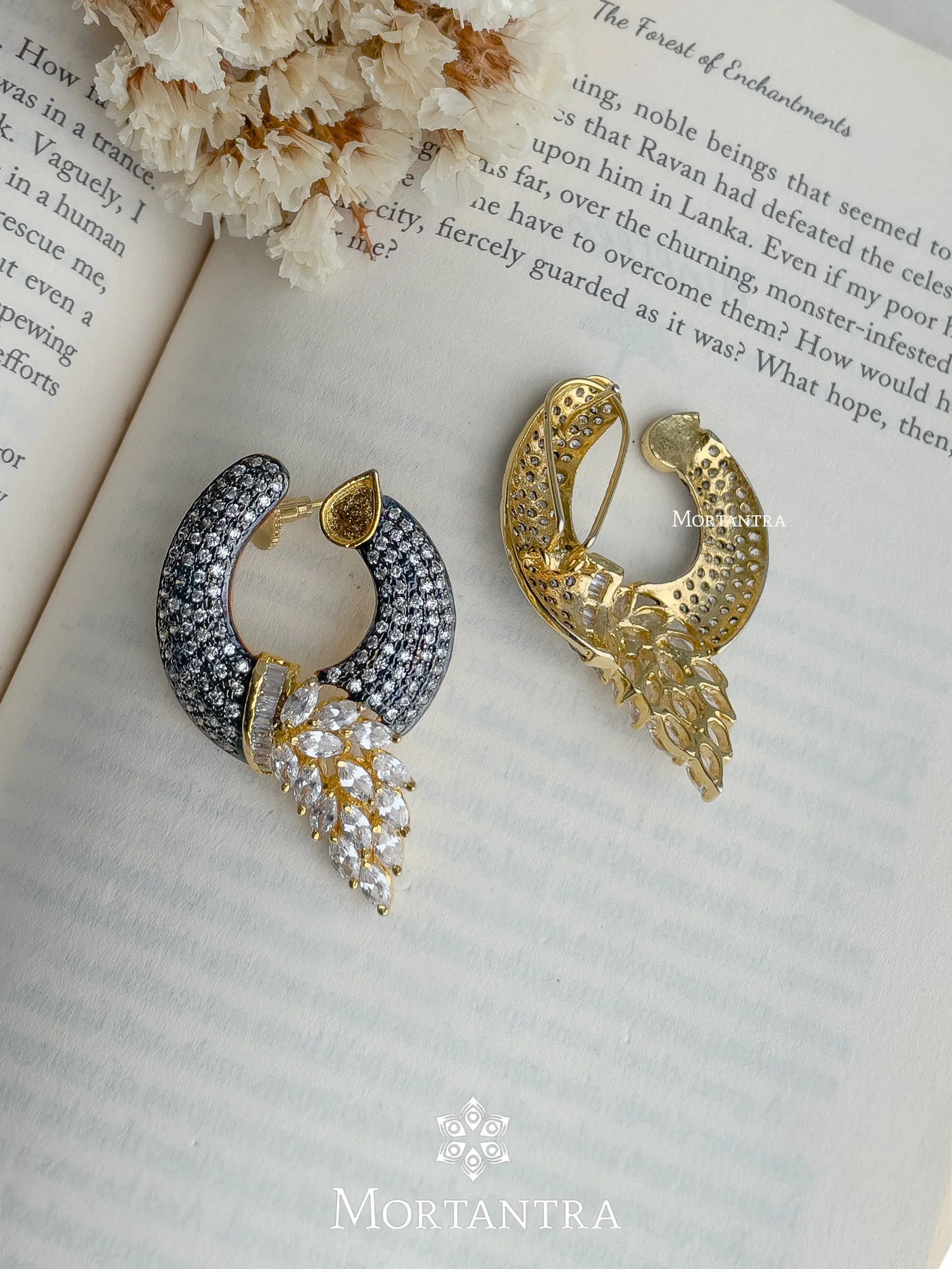 Grey Color Faux Diamond Earrings - CZEAR2000