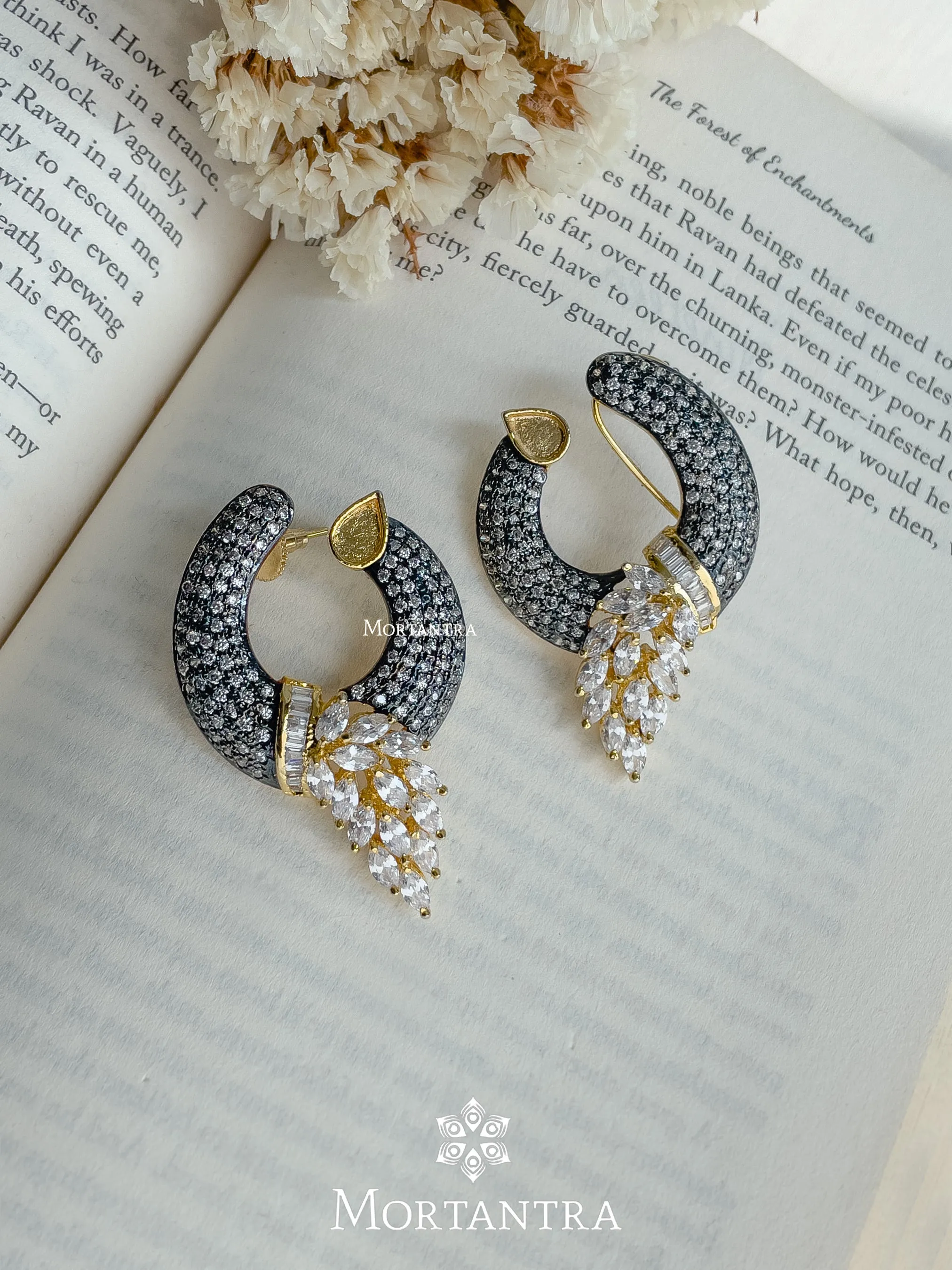 Grey Color Faux Diamond Earrings - CZEAR2000