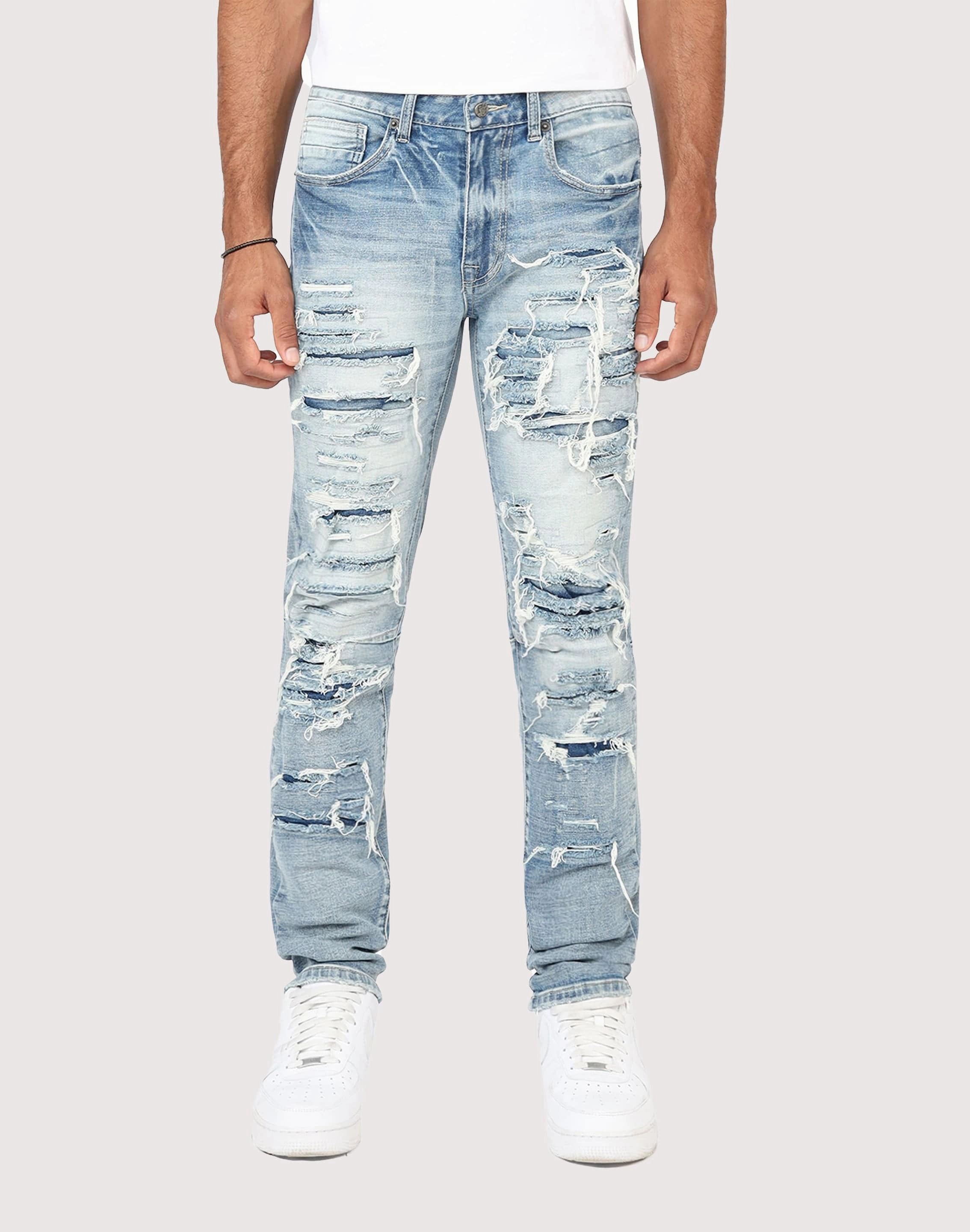 Grindhouse Ashley Slim Fit Heavy Rip N Repair Denim Jeans Vintage - inspired fashion Lace - detailed fashion
