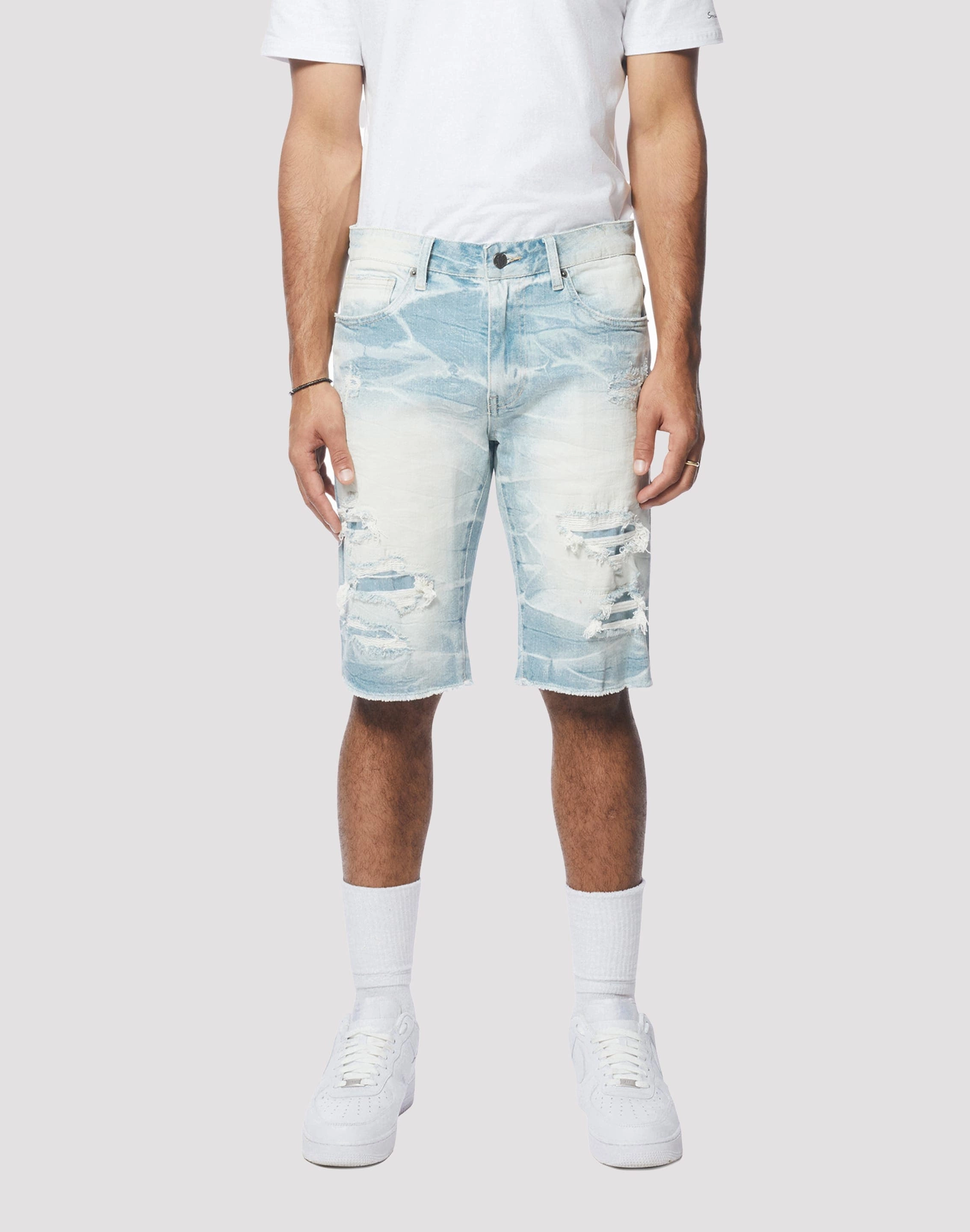Grindhouse Essential Denim Speckle Blue Shorts Wardrobe staples Fashion care (washing, ironing, etc.)