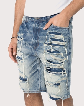 Grindhouse Extreme Rip Denim Shorts Linen - crafted fashion Nautical - themed fashion