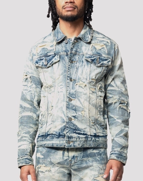 Grindhouse Lightning Effect Denim Jacket Fashionable options Lace - detailed fashion