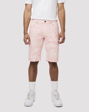 Grindhouse Rip N Tear Pink Denim Shorts Silk - fabric fashion Smart casual wear
