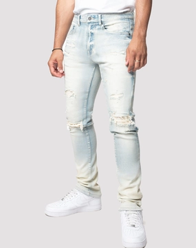 Grindhouse Rip N Tear Slim Fit Ombre Blue Jeans Modern fashion Patterned fashion (floral, stripes, etc.)
