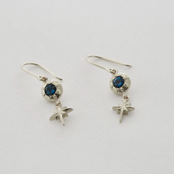 Guiding Star Blue Topaz Hook Earrings