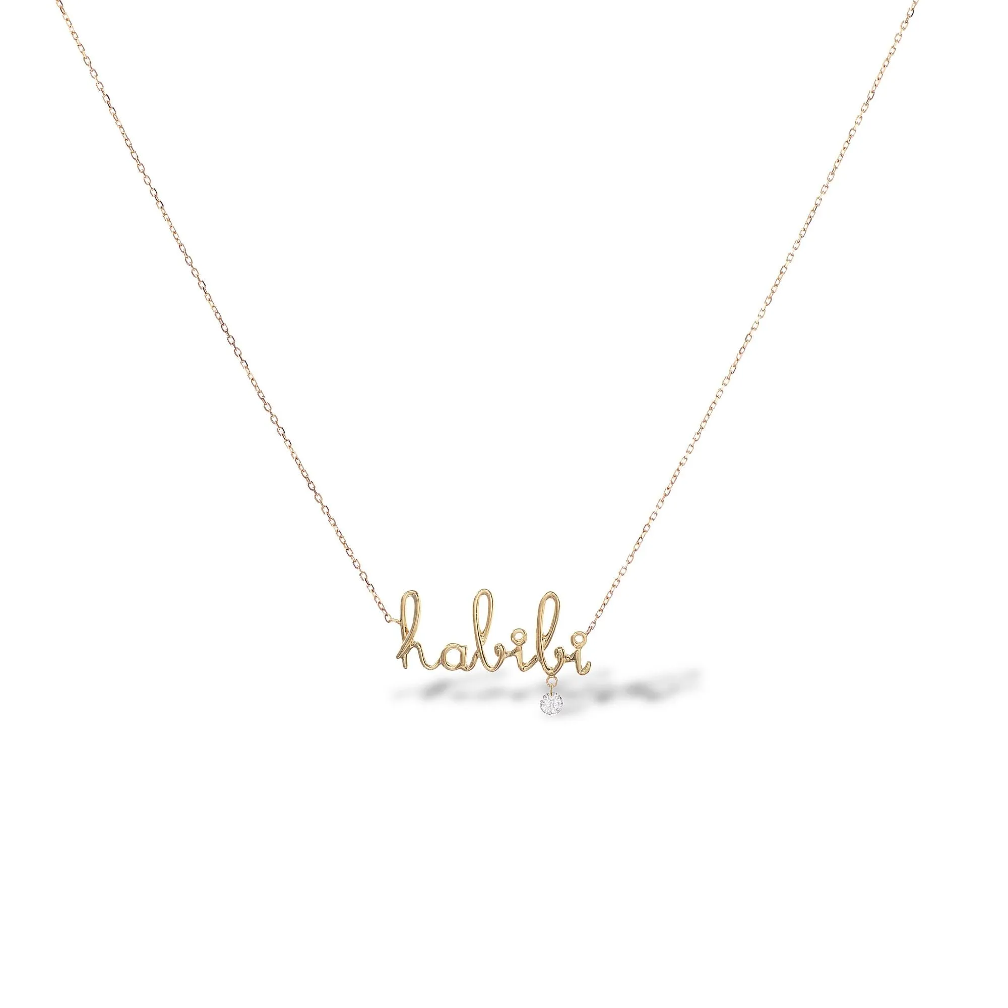 Habibi 18K Gold or Whitegold Necklace w. Diamond