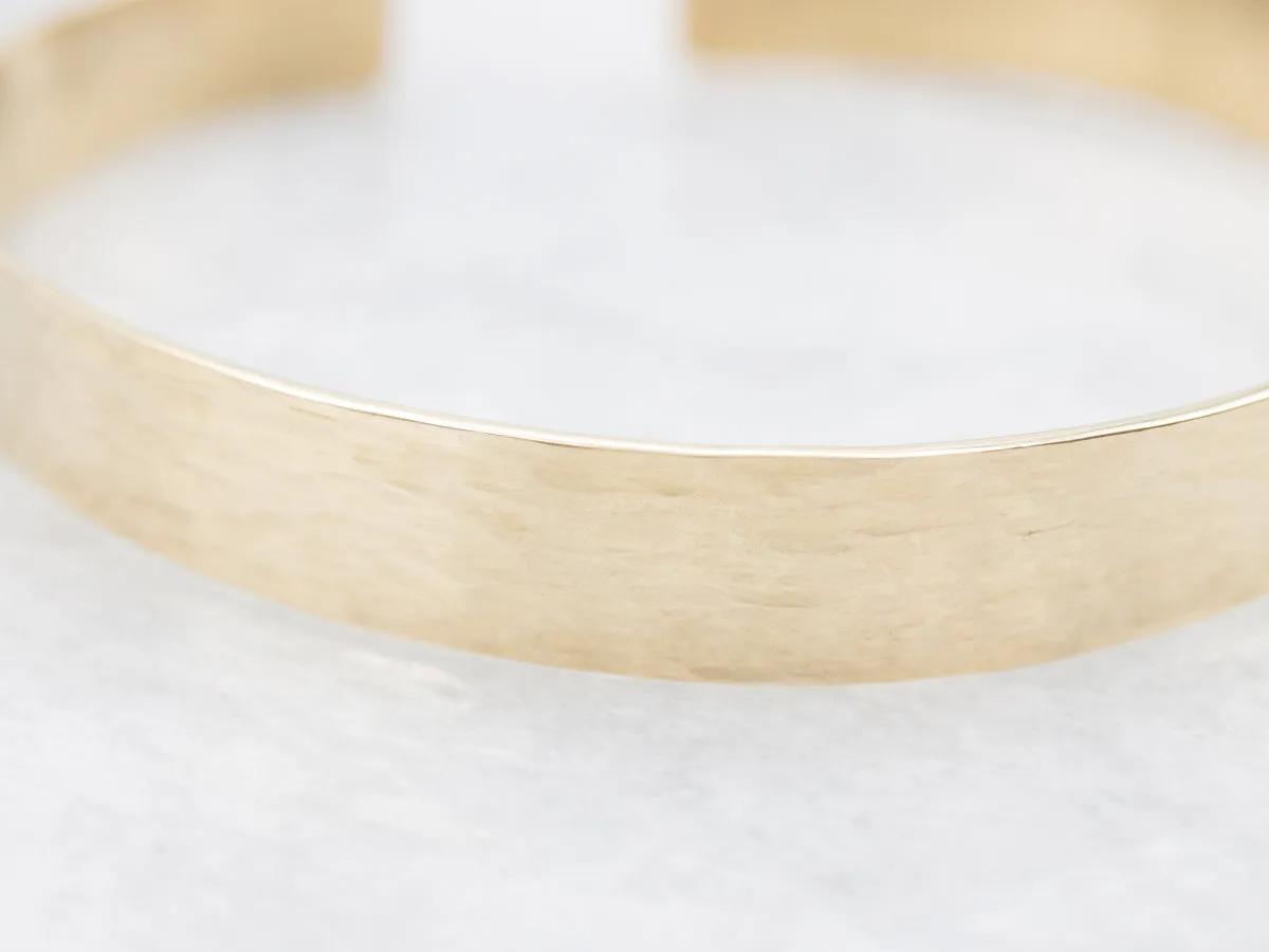 Hammered Texture Gold Cuff Bracelet