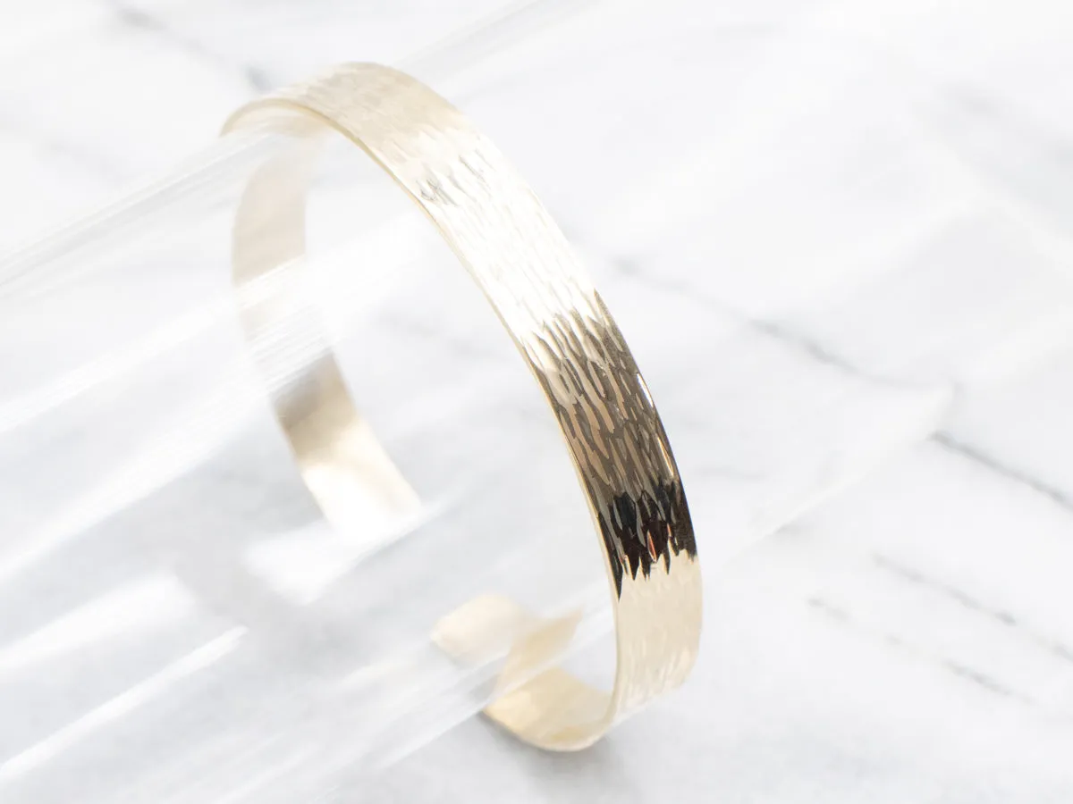 Hammered Texture Gold Cuff Bracelet