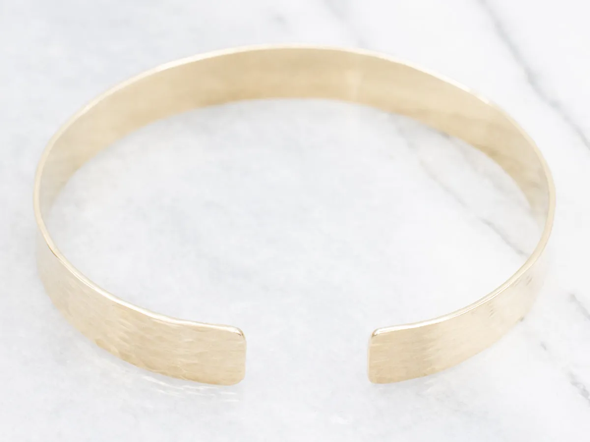 Hammered Texture Gold Cuff Bracelet