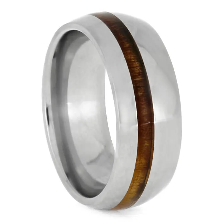 Hawaiian Wood Ring Set, Titanium Wedding Rings With Koa Wood