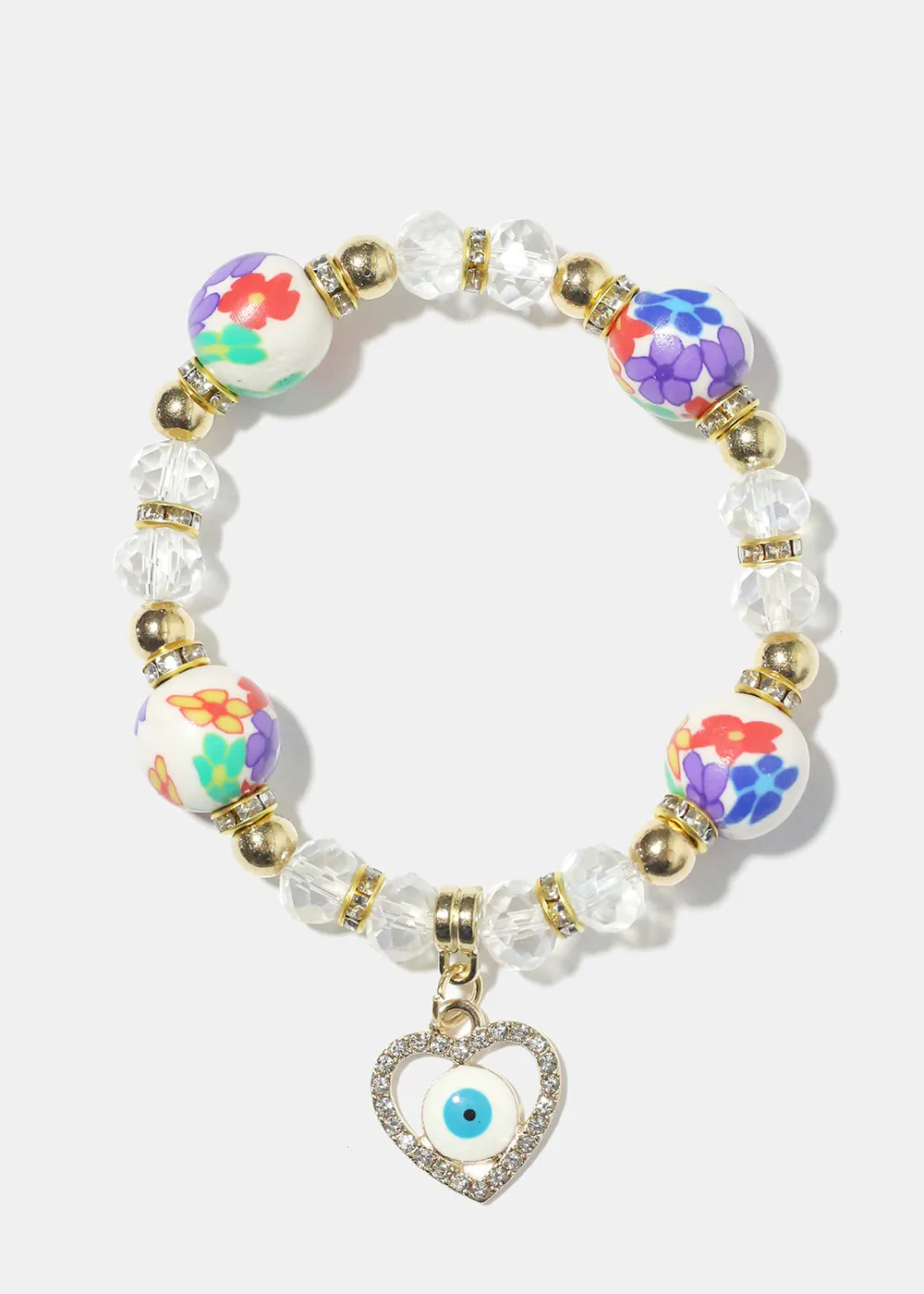 Heart Evil Eye Bead Bracelet