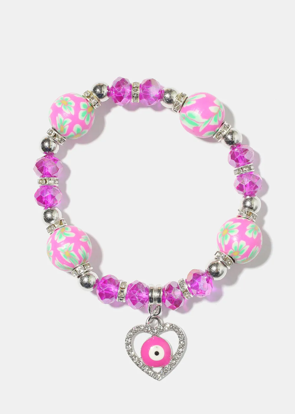 Heart Evil Eye Bead Bracelet