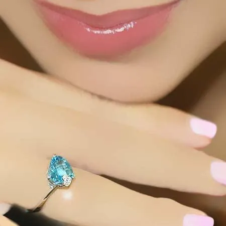 Heart Shaped Blue Topaz Ring