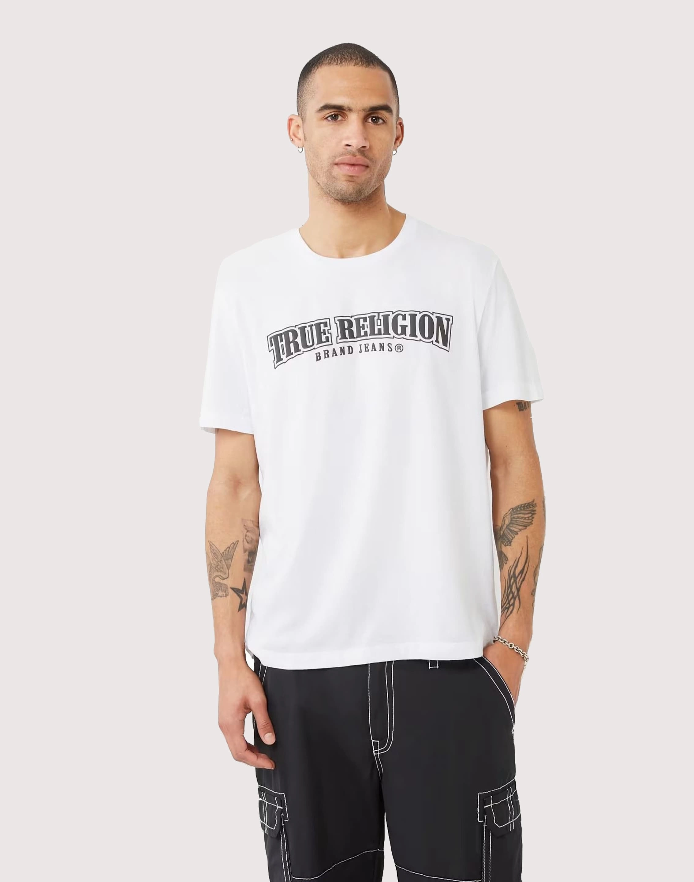 True Religion Painted Horseshoe Relaxed Tee Online fashion shopping Silk - fabric fashion