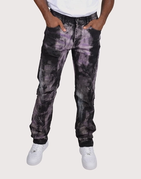Hip - hop fashion Grindhouse Prism Violet Flared Overdye Denim Pants Recycled fashion materials