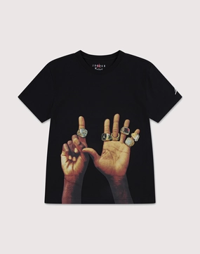 Hip - hop fashion Jordan Jordan MVP Rings Big Boys' Black Tee Patterned fashion (floral, stripes, etc.)