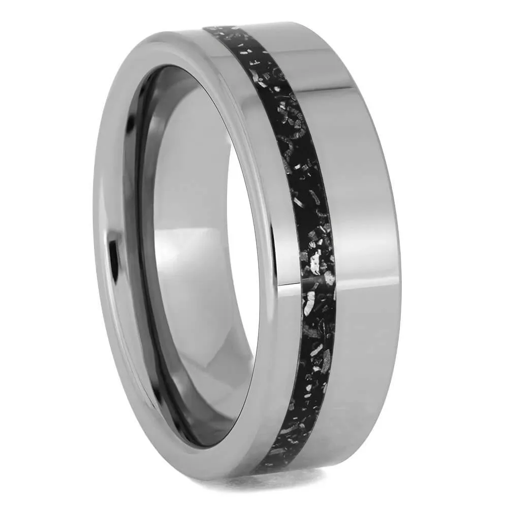 His & Hers Black Stardust Wedding Bands