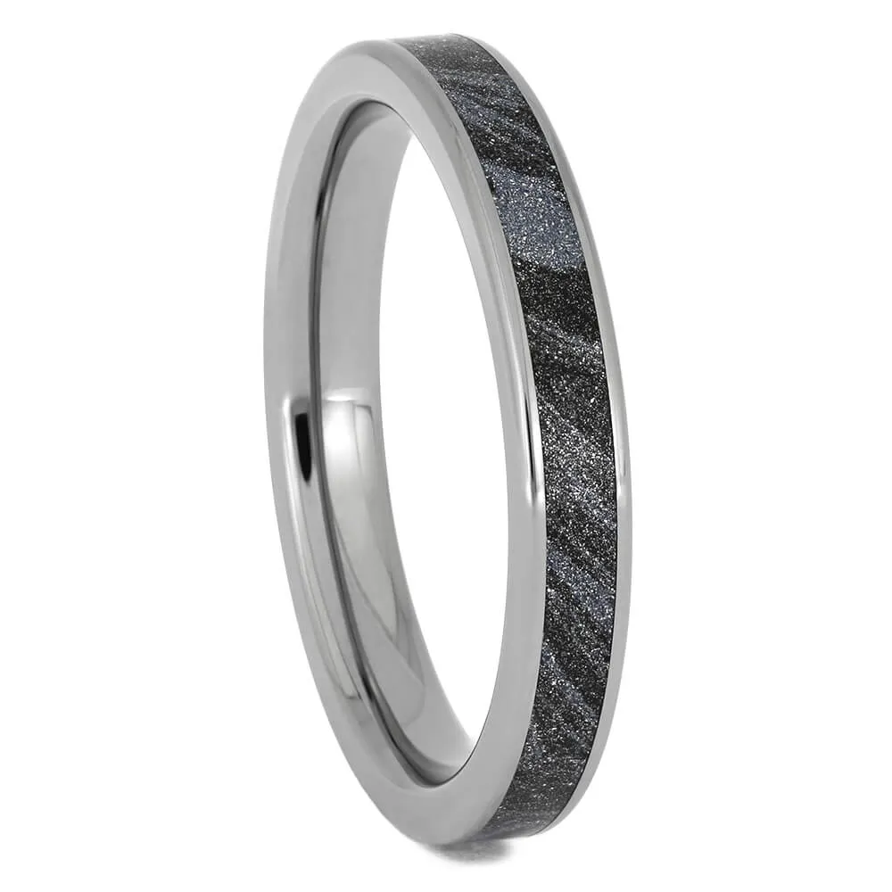 His & Hers Blue Ring Set with Meteorite and Mokume