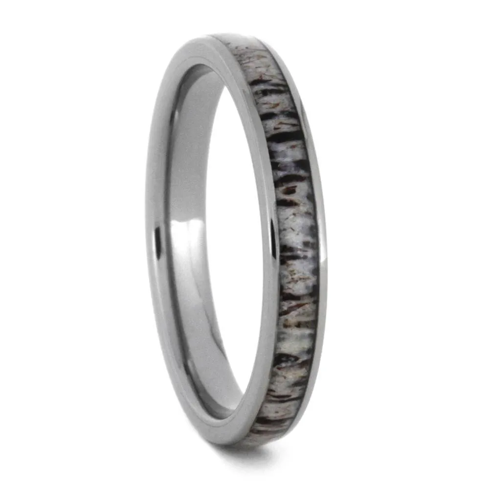 His & Hers Matching Deer Antler Wedding Band Set