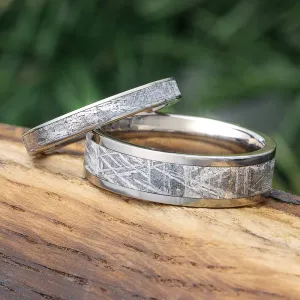 His & Hers Meteorite Band Set in Titanium
