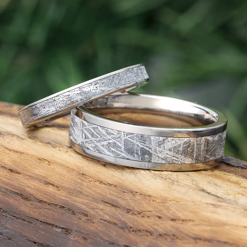 His & Hers Meteorite Band Set in Titanium