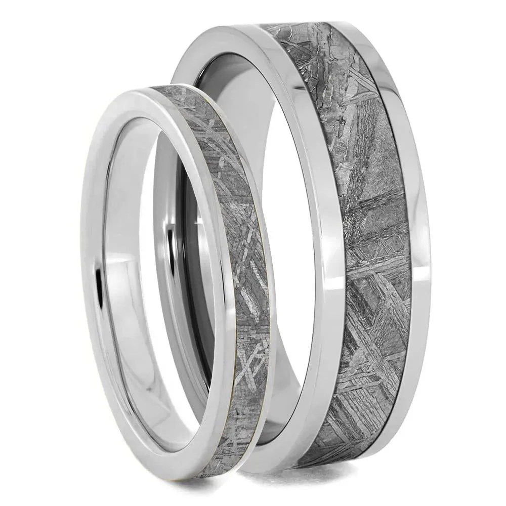 His & Hers Meteorite Band Set in Titanium