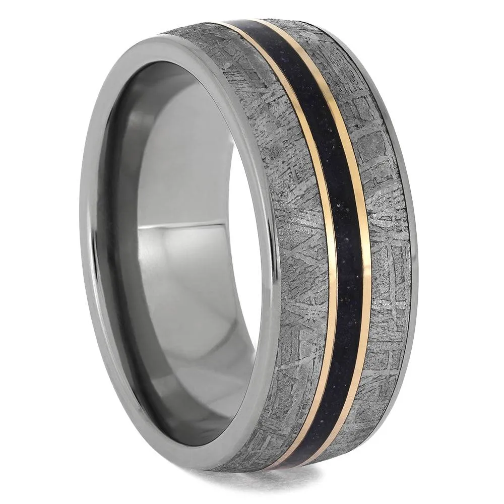 His & Hers Wedding Bands With Goldstone