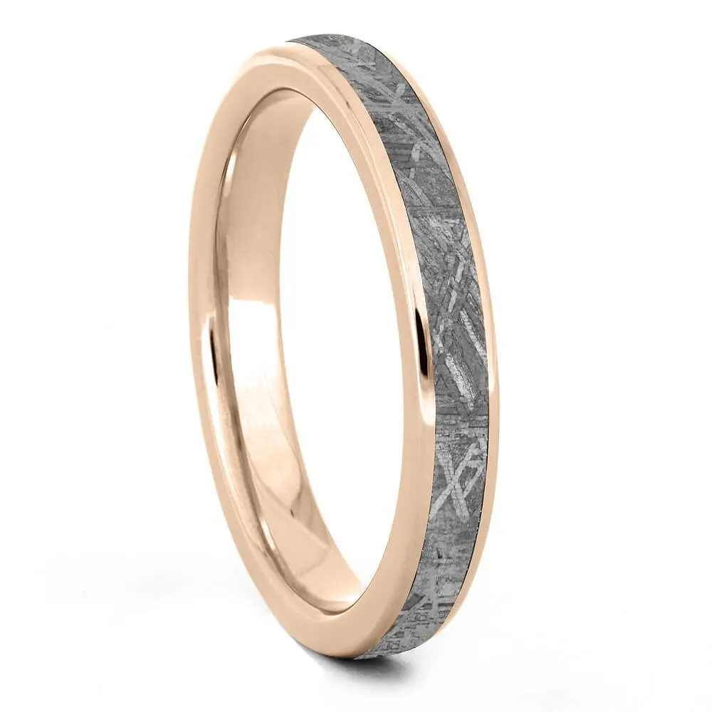His & Hers Wedding Bands With Meteorite & Dino Bone