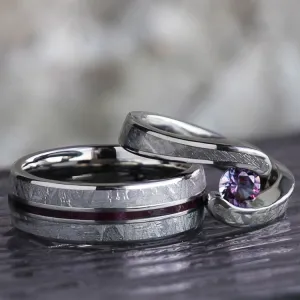 His and Hers Purple Wedding Ring Set