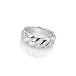 Hot Diamonds Twist Sterling Silver Wide Ring D