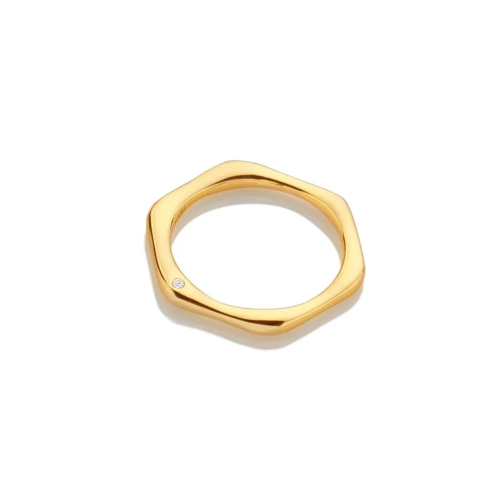 Hot Diamonds x Jac Jossa Fluid Gold Plated Sterling Silver Ring D